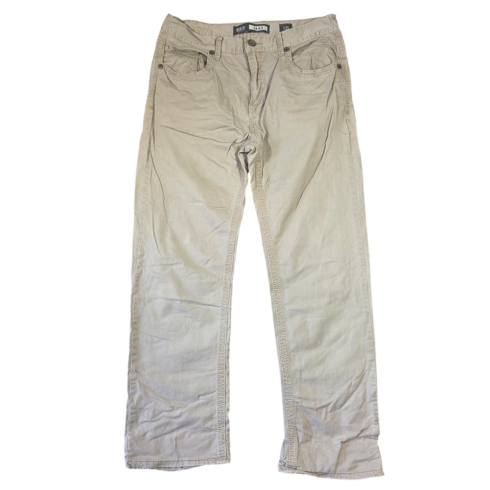 BKE Jake Casuals Mens Tan Khaki Straight Leg‎ Pants 32L Stretch Cotton Western